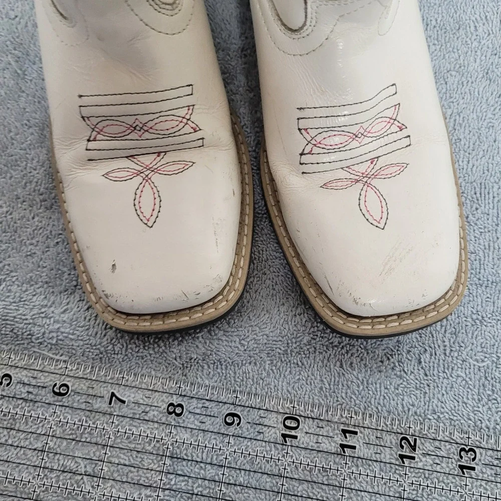 Smoky Mountain Boots Kids White Leather Western‎ Cowboy Boots 3247C Size 1.5 R